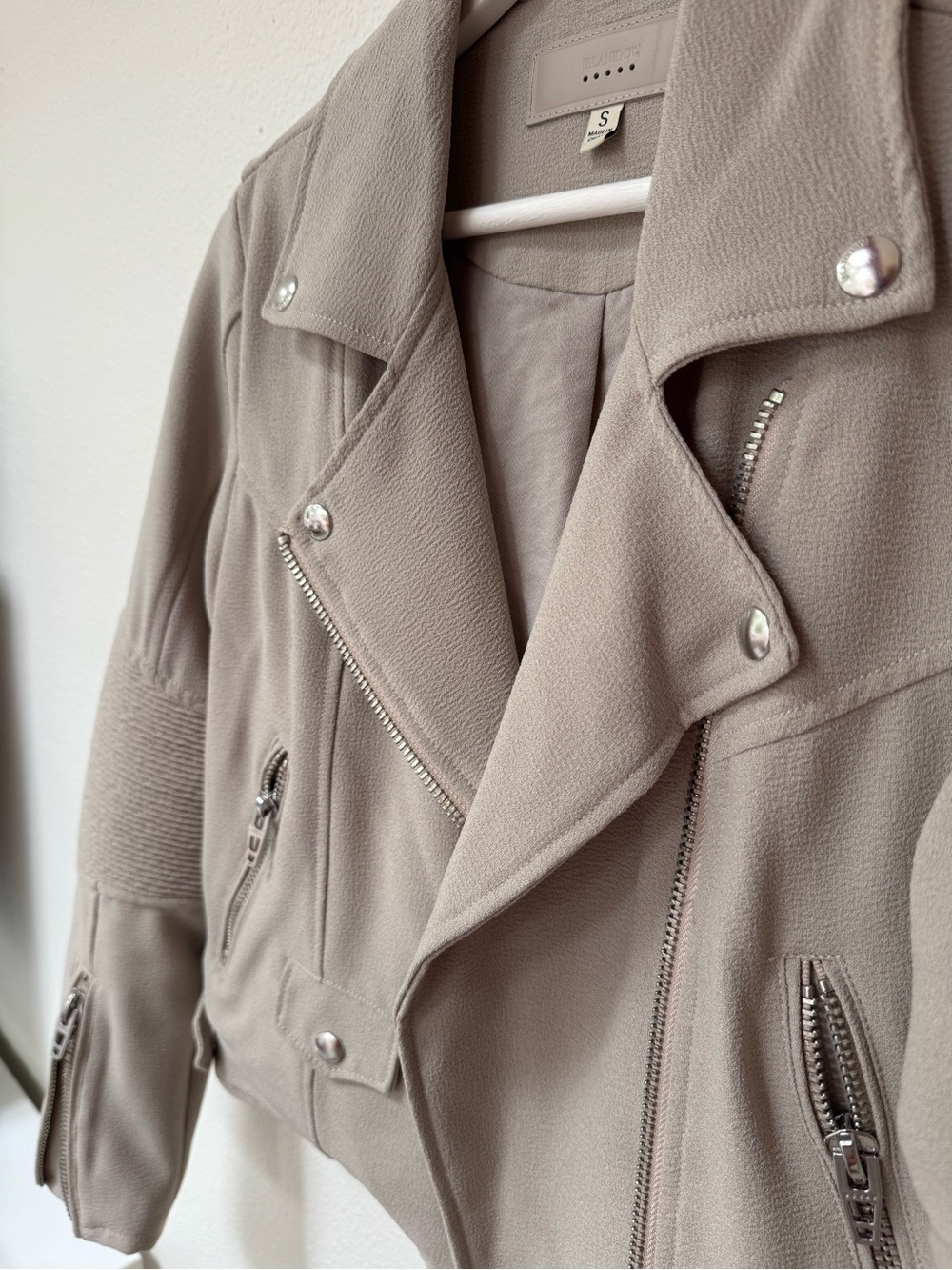 Blank NYC Taupe Motorcycle Jacket with Silver Hardware